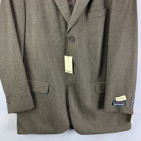 Fenzia Sport Coat Mens 44 Long Lambs Wool 3 Button Closure Blazer Checkered - Picture 3 of 16